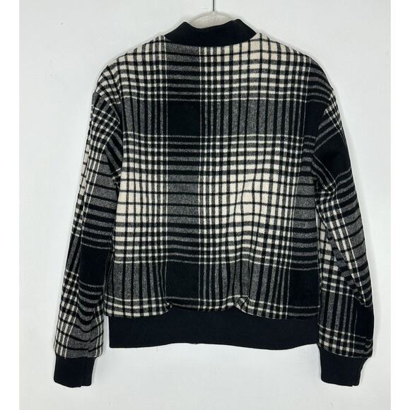 Urban Renewal UO Vintage Fabric Black White Plaid Zip Bomber Jacket Size XS - Picture 4 of 4